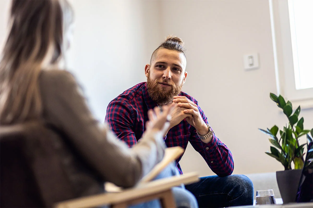 Patient listening to therapist