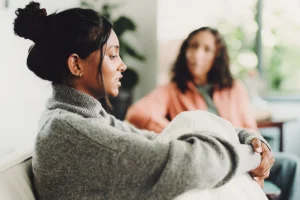 Woman speaking to psychiatrist